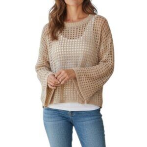 Camel Bell Sleeve Knit Top – NWT – Soft Polyester – Size M – Lightweight Layer